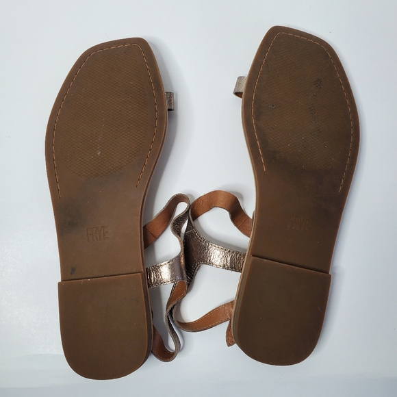 FRYE Braided Leather Sandals Sydney Style Size 9.5 In Metallic Bronze - Picture 8 of 9